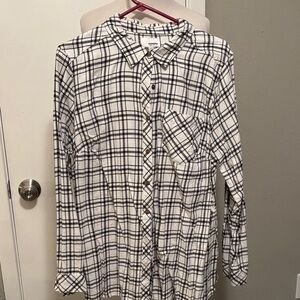 Sonoma Black and White Plaid Flannel Shirt